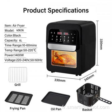 Friteuse à air numérique multifonction antiadhésive 6L